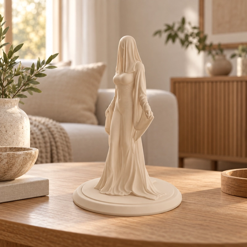 ESCULTURA ELEGANTE PRINTS PATRO - ESTILO CHICA FANTASMA VELADA BEIGE - 4