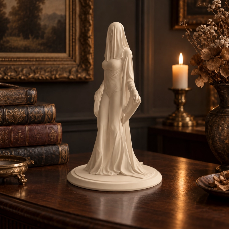 ESCULTURA ELEGANTE PRINTS PATRO - ESTILO CHICA FANTASMA VELADA BEIGE - 5