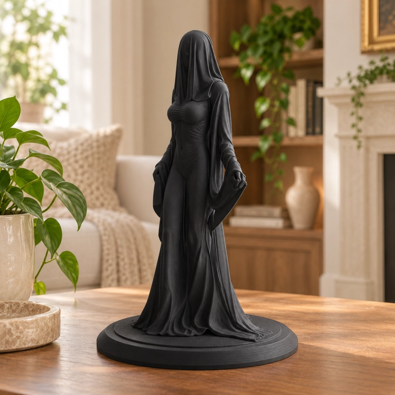 ESCULTURA ELEGANTE PRINTS PATRO - ESTILO CHICA FANTASMA VELADA NEGRO - 2