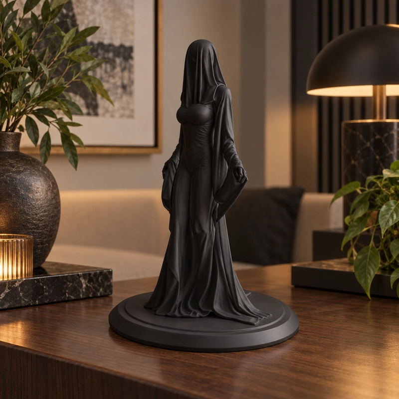ESCULTURA ELEGANTE PRINTS PATRO - ESTILO CHICA FANTASMA VELADA NEGRO - 4