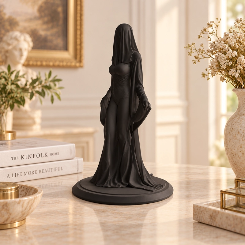 ESCULTURA ELEGANTE PRINTS PATRO - ESTILO CHICA FANTASMA VELADA NEGRO - 5