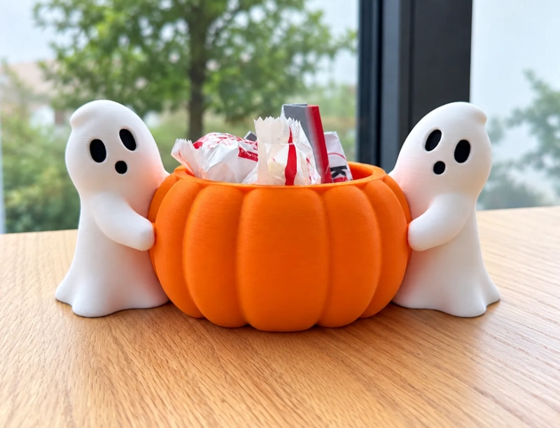 BOWL DECORATIVO- DOBLE FANTASMA CALABAZA 9 CM BLANCO - 1