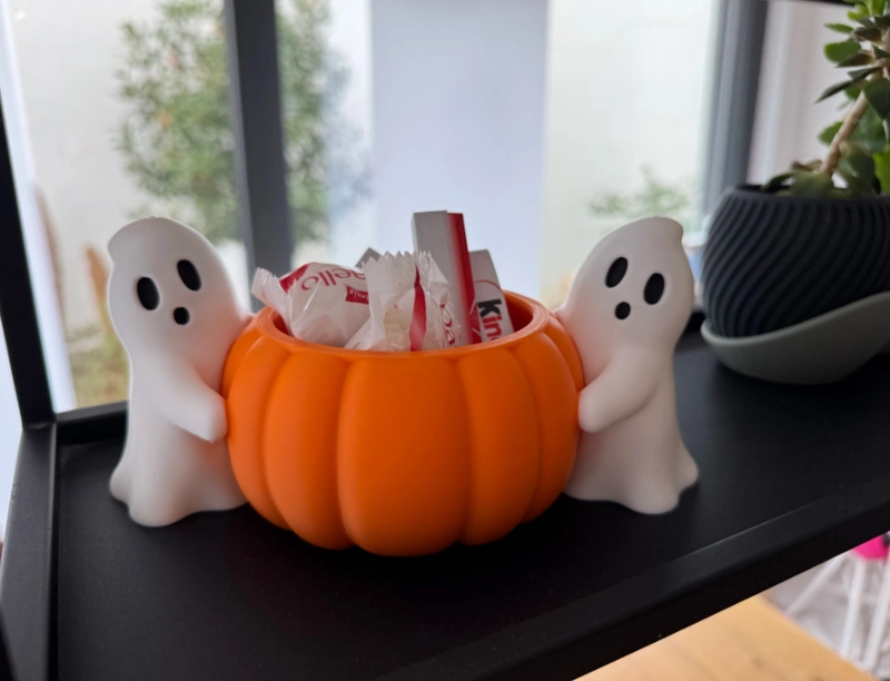 BOWL DECORATIVO- DOBLE FANTASMA CALABAZA 9 CM BLANCO - 3