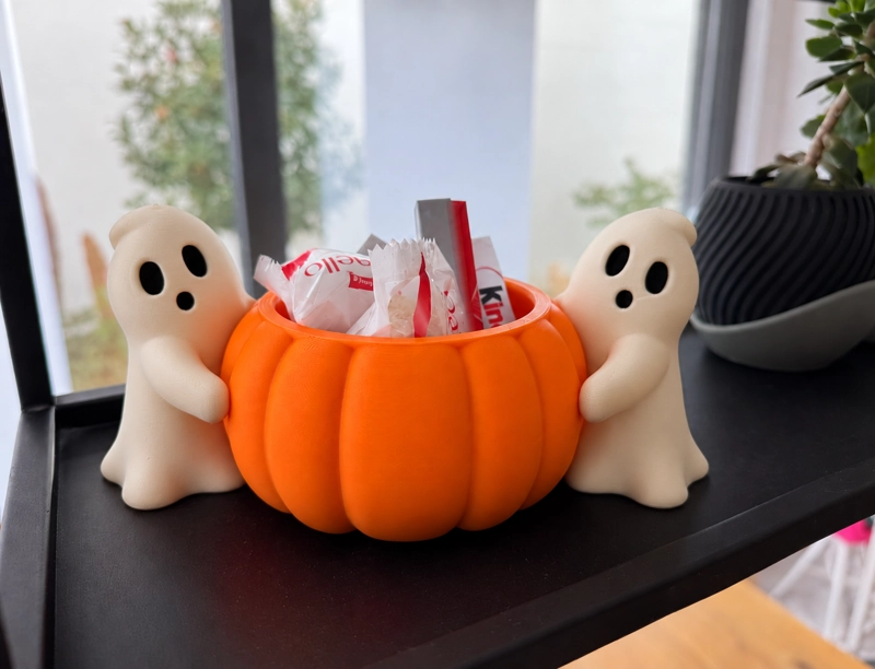 BOWL DECORATIVO- DOBLE FANTASMA CALABAZA 9 CM BEIGE - 3