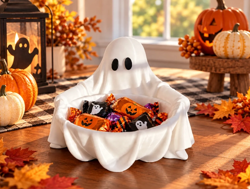 BOWL DECORATIVO- FANTASMA ESPELUZNANTE 13 CM BLANCO - 1