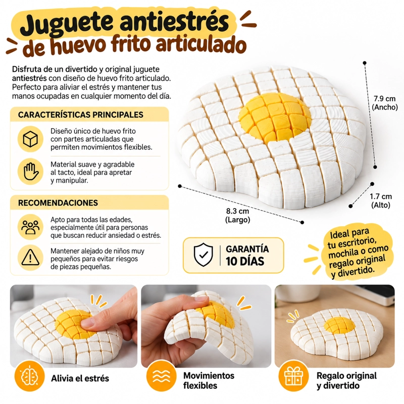 JUGUETE ANTIESTRE S DE HUEVO FRITO ARTICULADO - 3