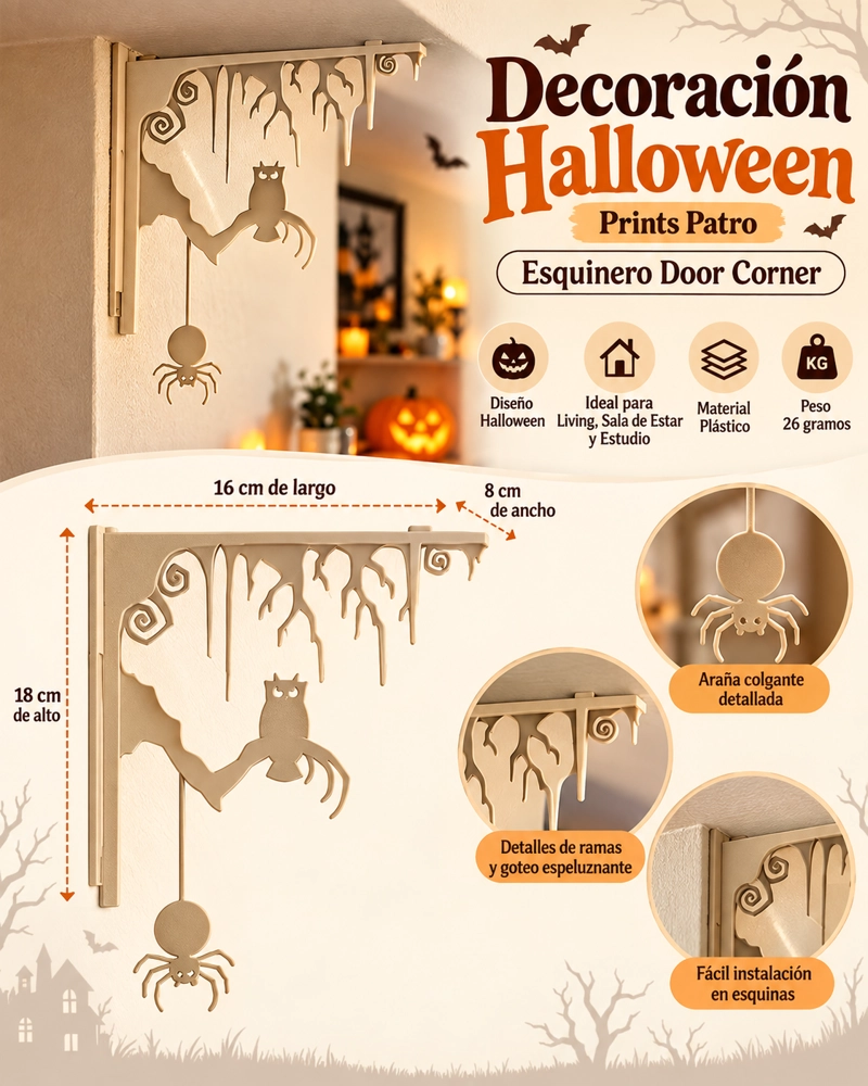 DECORACION HALLOWEEN PRINTS PATRO - ESQUINERO DOOR CORNER BEIGE - 3