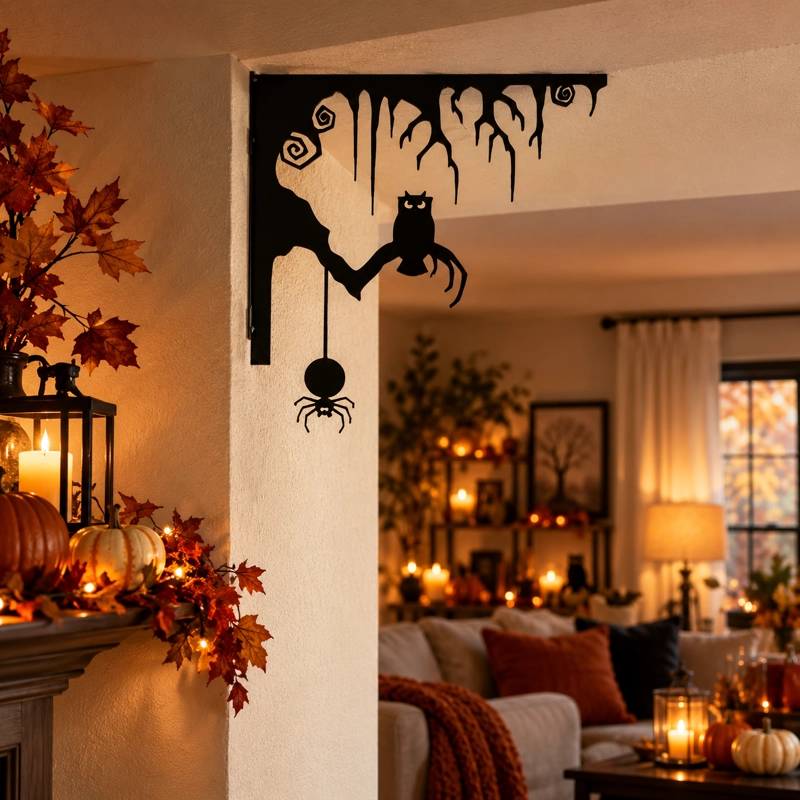 DECORACION HALLOWEEN PRINTS PATRO - ESQUINERO DOOR CORNER NEGRO - 2