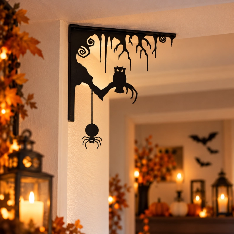 DECORACION HALLOWEEN PRINTS PATRO - ESQUINERO DOOR CORNER NEGRO - 4