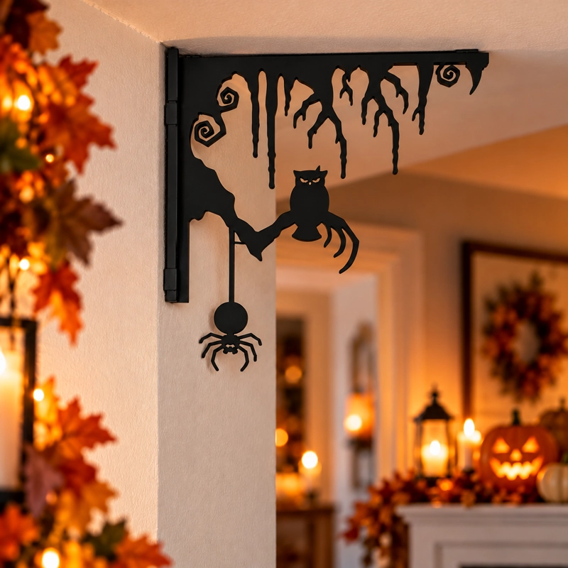DECORACION HALLOWEEN PRINTS PATRO - ESQUINERO DOOR CORNER NEGRO - 5