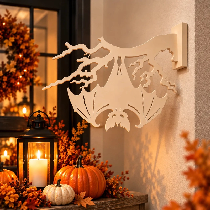 DECORACION HALLOWEEN PRINTS PATRO - ESQUINERO MURCIELAGO VOLTEADO BEIGE - 2