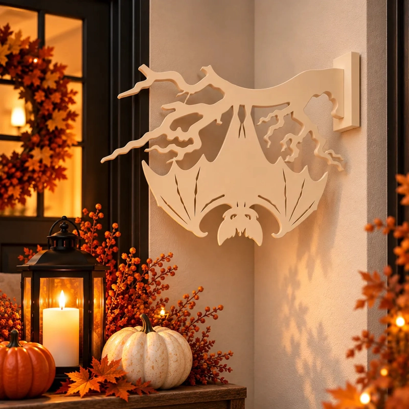 DECORACION HALLOWEEN PRINTS PATRO - ESQUINERO MURCIELAGO VOLTEADO BEIGE - 4