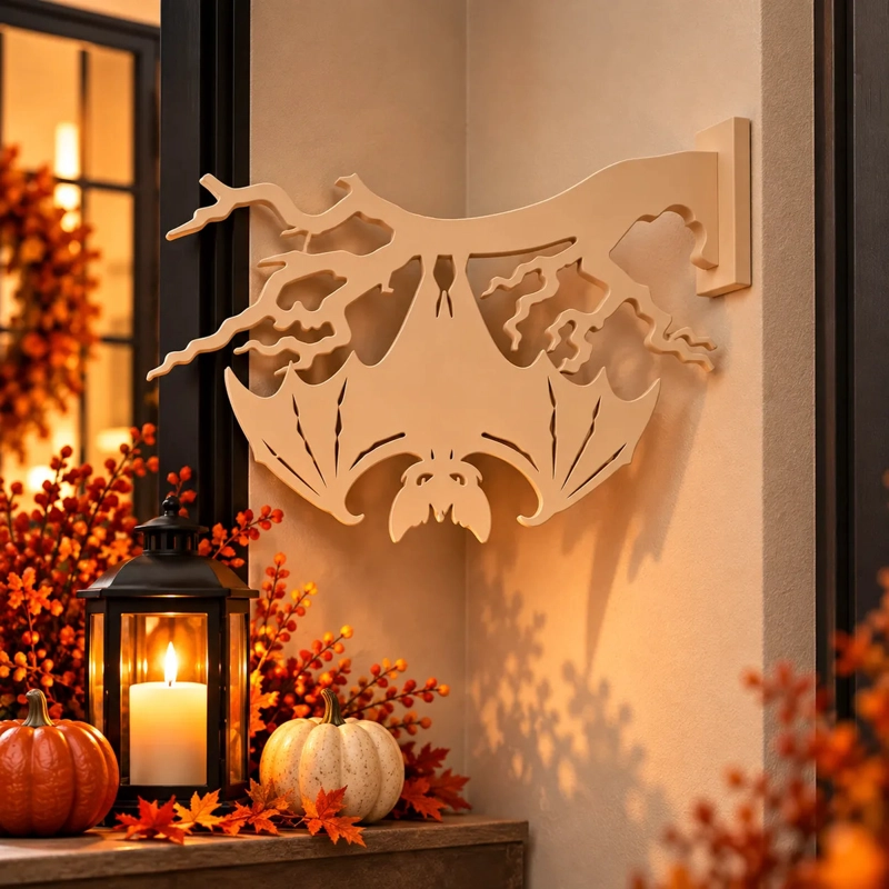 DECORACION HALLOWEEN PRINTS PATRO - ESQUINERO MURCIELAGO VOLTEADO BEIGE - 5