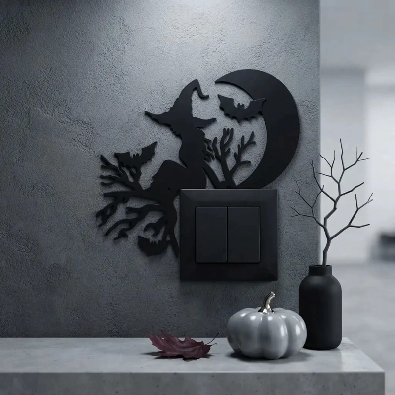 DECORACION HALLOWEEN PRINTS PATRO - ESQUINERO DE LUZ BRUJA DE HALLOWEEN NEGRO - 4