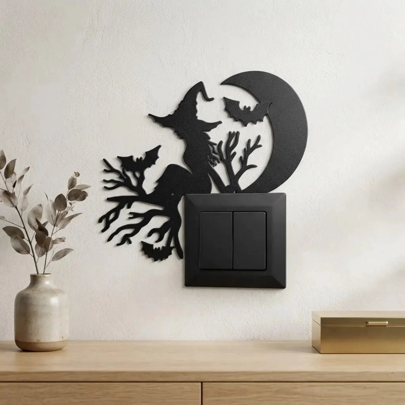 DECORACION HALLOWEEN PRINTS PATRO - ESQUINERO DE LUZ BRUJA DE HALLOWEEN NEGRO - 5