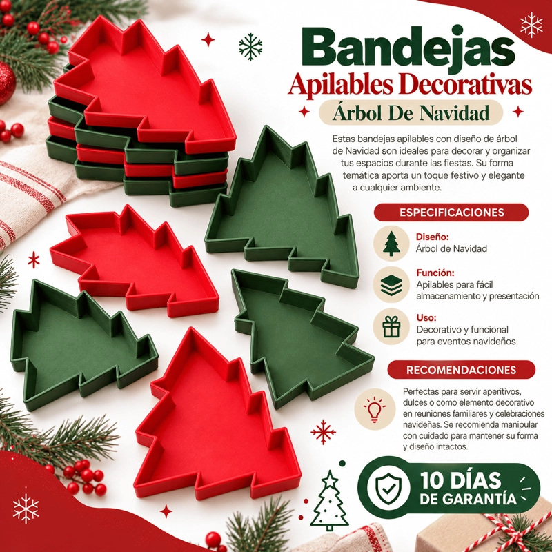 BANDEJAS ARBOL DE NAVIDAD APILABLES DECORACION (SET 6 UN) - 3
