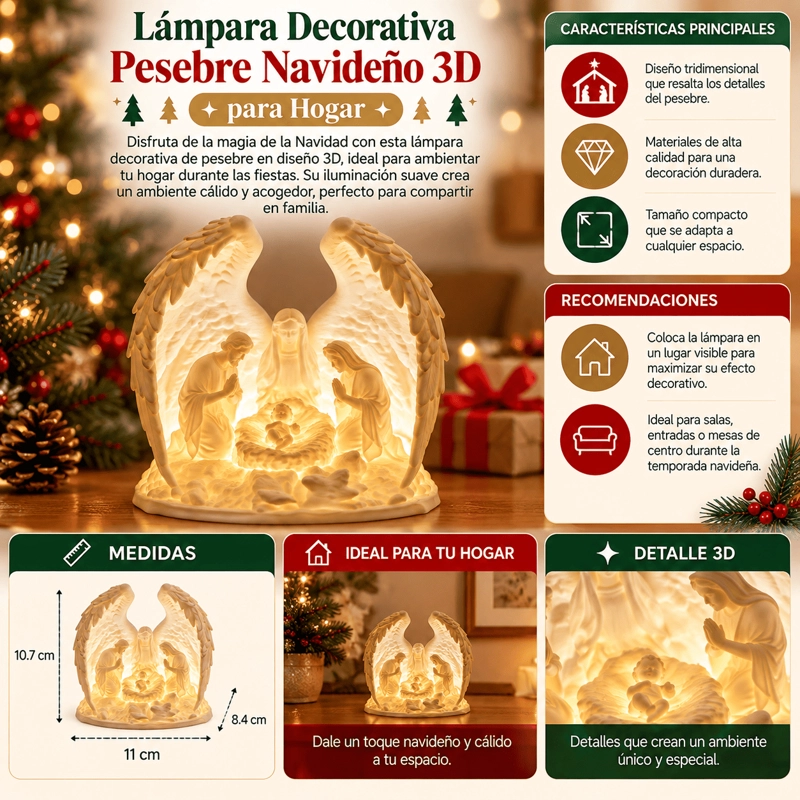 LAMPARA DECORATIVA PESEBRE NAVIDEÑO 3D PARA HOGAR - 4