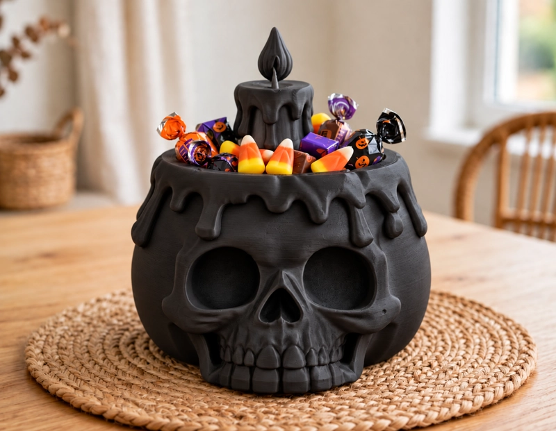 BOWL DECORATIVO- CALABAZA ATERRADORA HALLOWEEN 20 CM NEGRO - 1