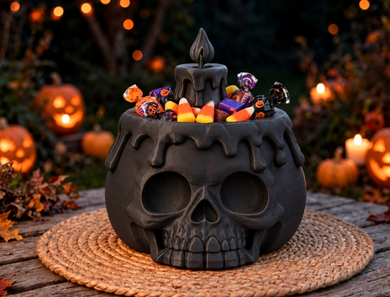 BOWL DECORATIVO- CALABAZA ATERRADORA HALLOWEEN 20 CM NEGRO - 3