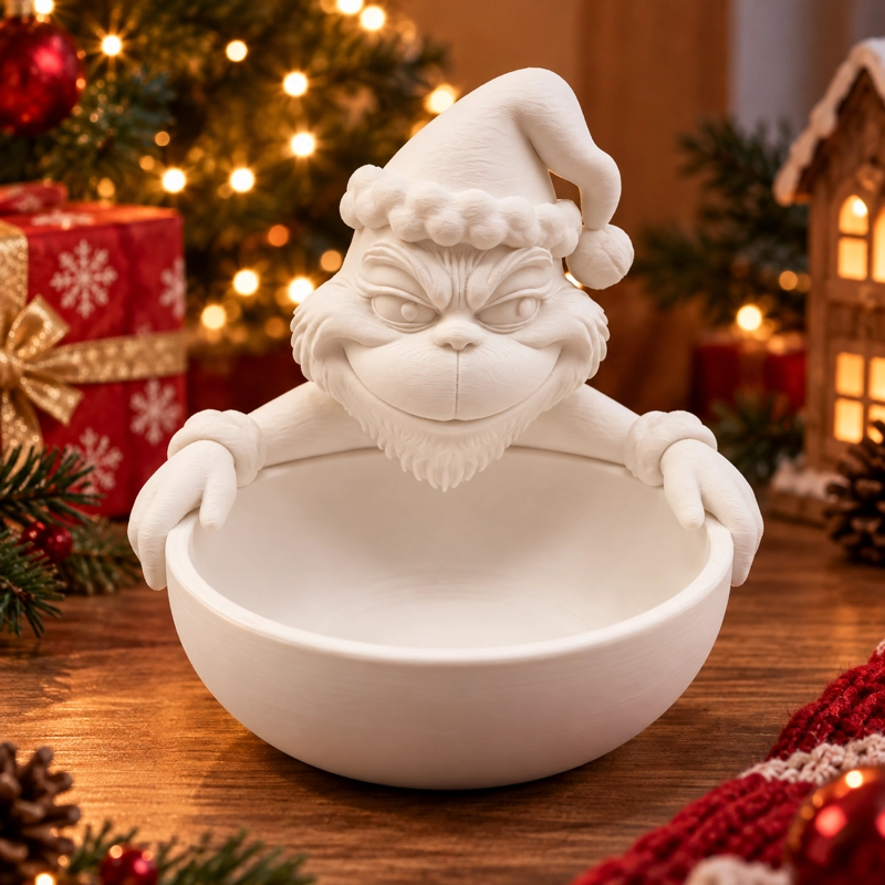 BOWL DECORATIVO- GRINCH TRAVIESO NAVIDAD 13 CM BLANCO - 1