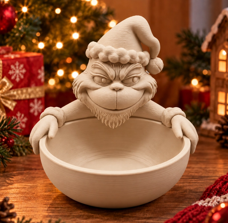 BOWL DECORATIVO- GRINCH TRAVIESO NAVIDAD 13 CM BEIGE - 1