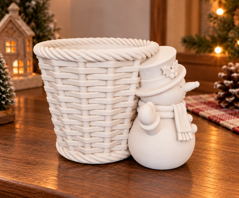 MACETERO DECORATIVO NAVIDAD- MUÑECO DE NIEVE 10 CM BLANCO - 4