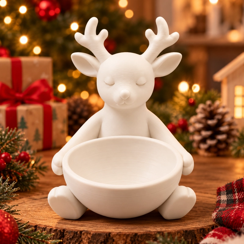 BOWL DECORATIVO DE NAVIDAD- RENO NAVIDEÑO 13 CM BLANCO - 3