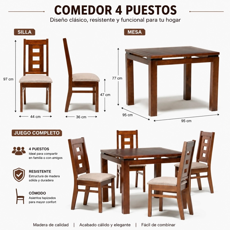 COMEDOR FLORENCIA 4 SILLAS - 5