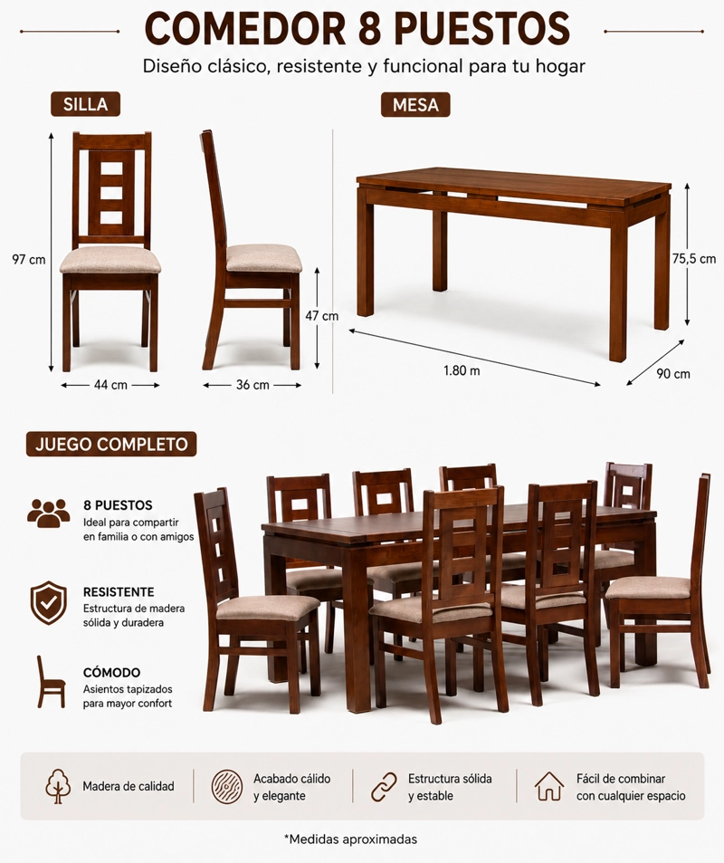 COMEDOR FLORENCIA 8 SILLAS - 5
