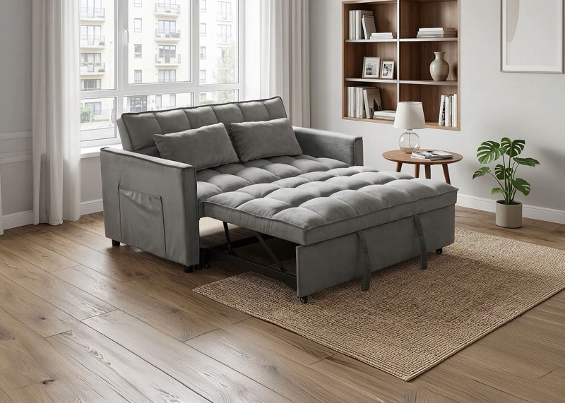 SOFA CAMA INTERMUEBLES GRIS TORINO 3 EN 1 CONVERTIBLE FELPA - 1