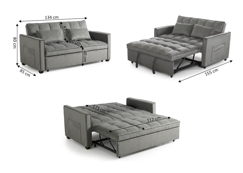 SOFA CAMA INTERMUEBLES GRIS TORINO 3 EN 1 CONVERTIBLE FELPA - 4