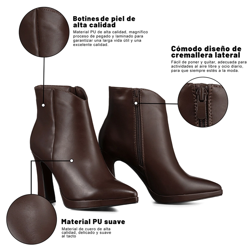 BOTIN MUJER CASUAL TACO GRUESO CLASICO VINTAGE WEIDE CZY610 - 8