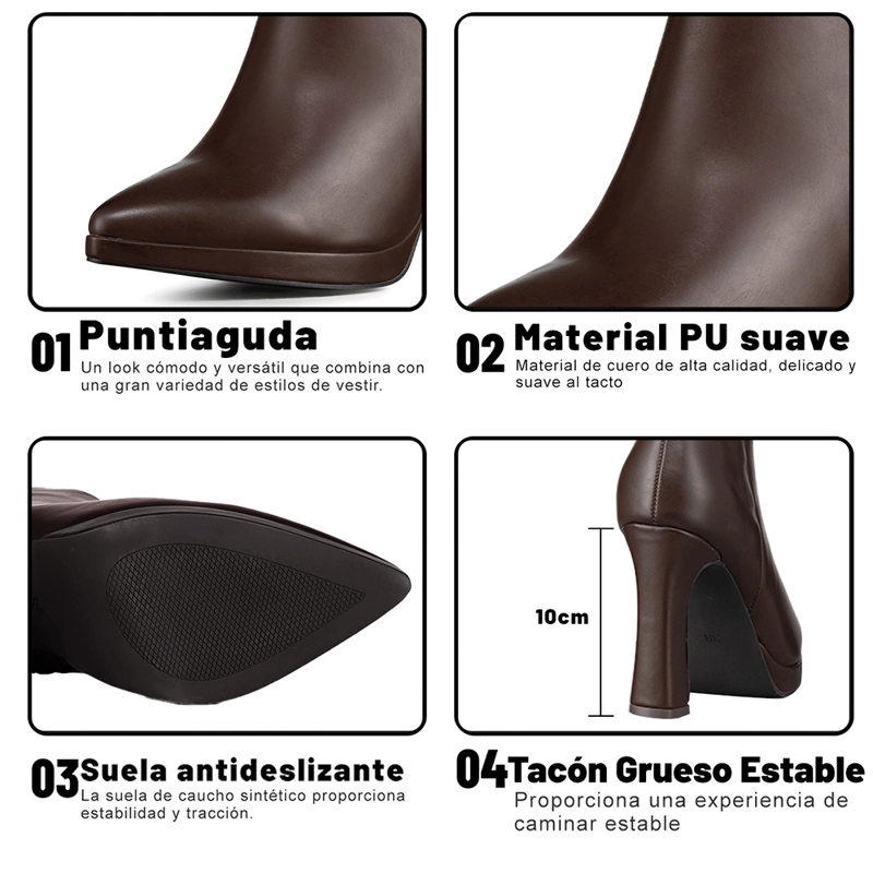 BOTIN MUJER CASUAL TACO GRUESO CLASICO VINTAGE WEIDE CZY610 - 9
