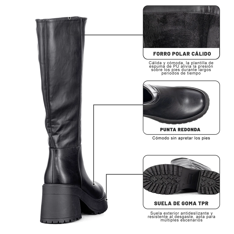 BOTA LARGA MUJER TACON GRUESO VINTAGE ELEGANTE WEIDE CZY602 - 9