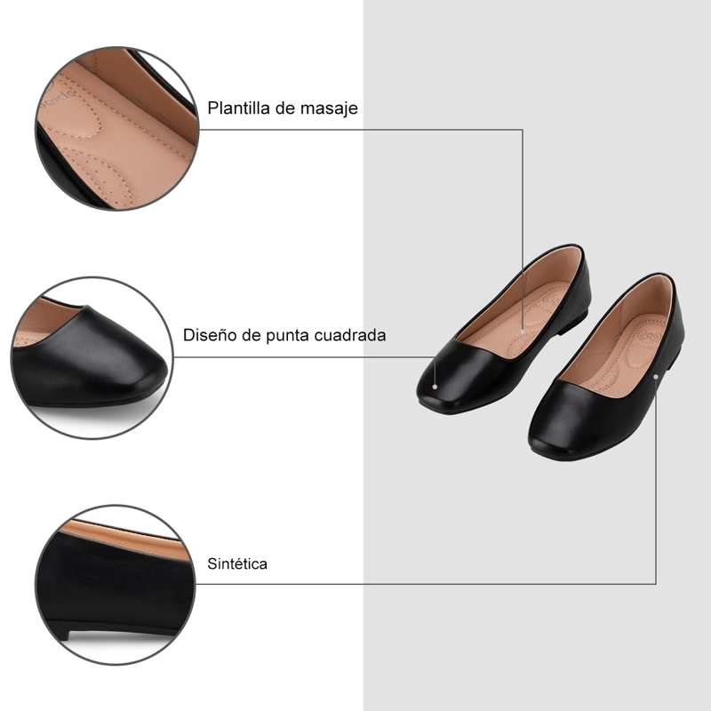 BALLERINAS ECO CUERO NEGRO CASUAL MUJER WEIDE GH81 - 6