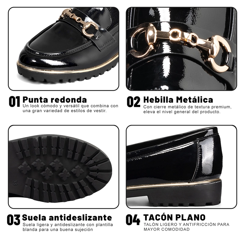 MOCASIN CASUAL MUJER VINTAGE CLASICO CHAROL WEIDE JN712 - 9