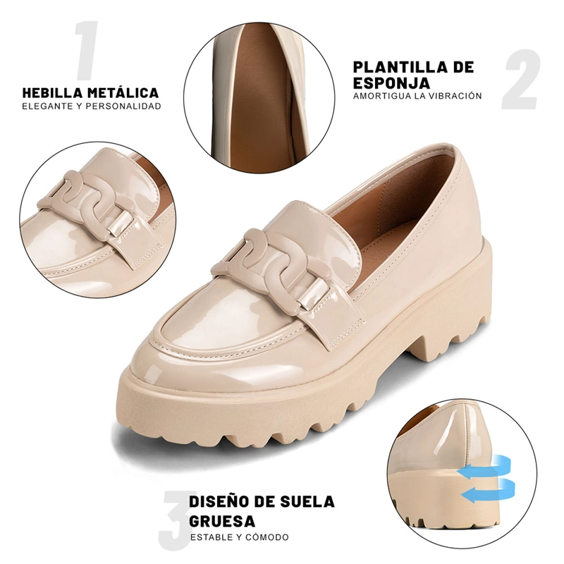 MOCASIN CHAROL PLATAFORMA BEIGE CASUAL MUJER WEIDE QIU288 - 8