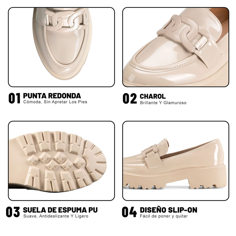 MOCASIN CHAROL PLATAFORMA BEIGE CASUAL MUJER WEIDE QIU288 - 9