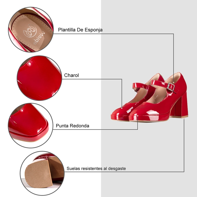 ZAPATO MARY JANE TACONES ELEGANTE CHAROL MUJER WEIDE YL83 - 6