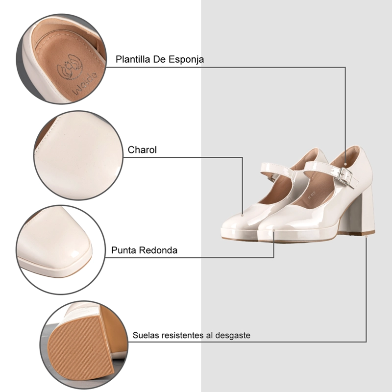 ZAPATO MARY JANE TACONES ELEGANTE CHAROL MUJER WEIDE YL83 - 8