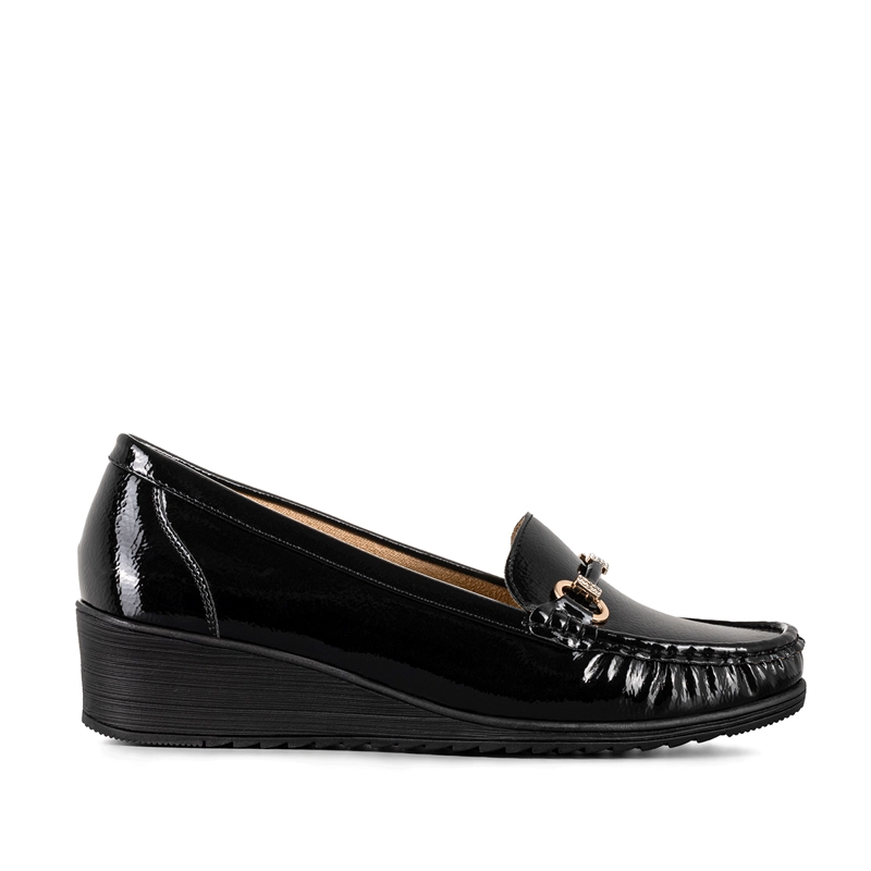 MOCASIN CASUAL MUJER VINTAGE CUÑA CHAROL METALICA WEIDE JS73 - 1