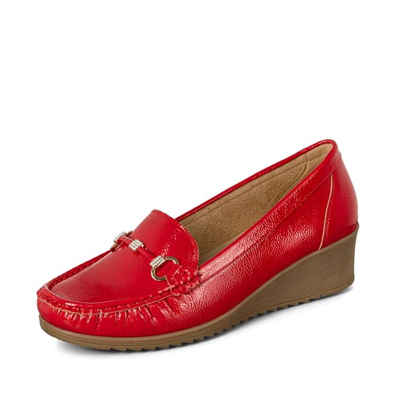 MOCASIN CASUAL MUJER VINTAGE CUÑA CHAROL METALICA WEIDE JS73 - 5