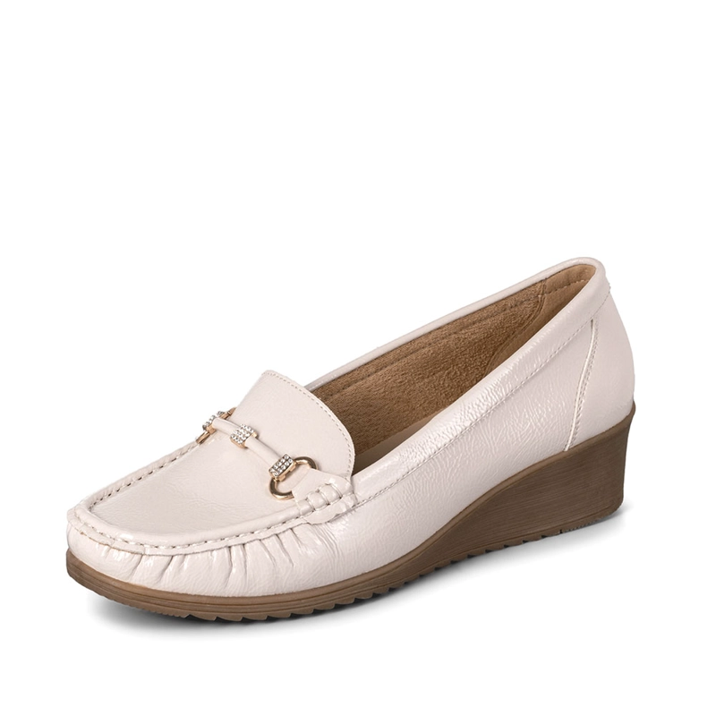 MOCASIN CASUAL MUJER VINTAGE CUÑA CHAROL METALICA WEIDE JS73 - 5