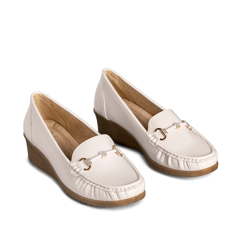 MOCASIN CASUAL MUJER VINTAGE CUÑA CHAROL METALICA WEIDE JS73 - 6