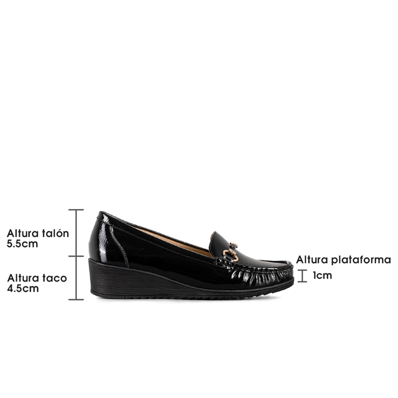 MOCASIN CASUAL MUJER VINTAGE CUÑA CHAROL METALICA WEIDE JS73 - 7