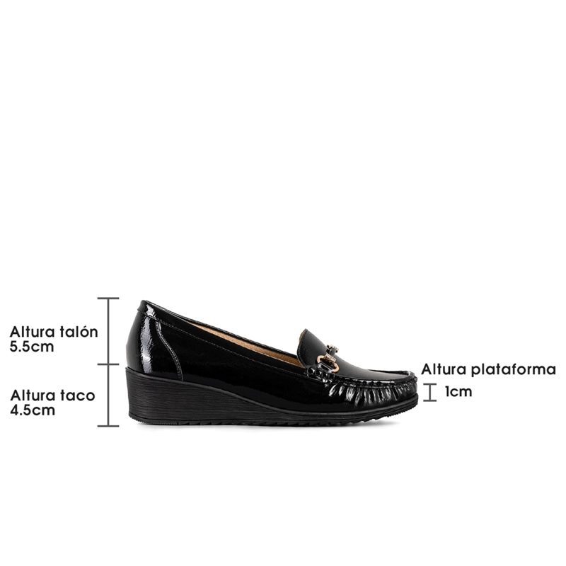 MOCASIN CASUAL MUJER VINTAGE CUÑA CHAROL METALICA WEIDE JS73 - 7