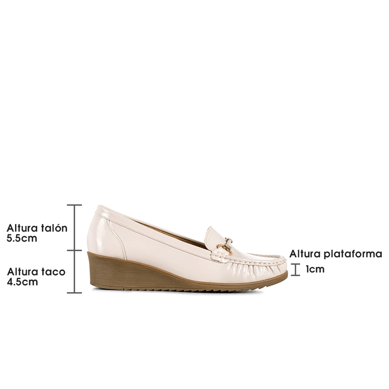 MOCASIN CASUAL MUJER VINTAGE CUÑA CHAROL METALICA WEIDE JS73 - 7