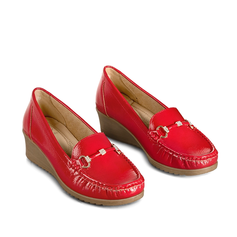 MOCASIN CASUAL MUJER VINTAGE CUÑA CHAROL METALICA WEIDE JS73 - 8