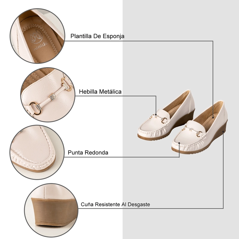 MOCASIN CASUAL MUJER VINTAGE CUÑA CHAROL METALICA WEIDE JS73 - 8