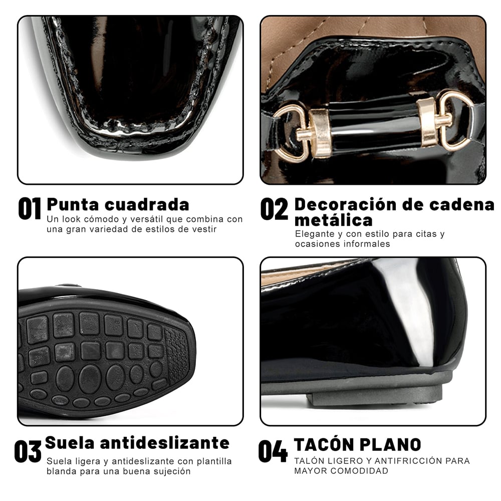 MOCASIN CASUAL MUJER VINTAGE CHAROL PLANO WEIDE YOU509 - 6
